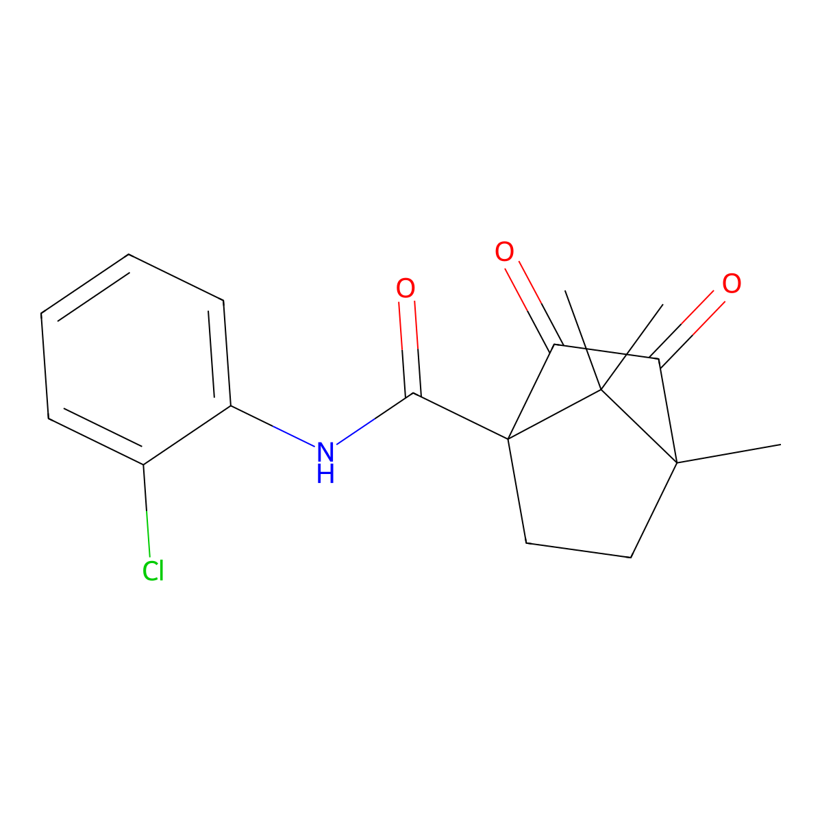N-(2-chlorophenyl)-4,7,7-trimethyl-2,3-dioxobicyclo[2.2.1]heptane-1-carboxamide molecular structure, CAS 585556-55-4
