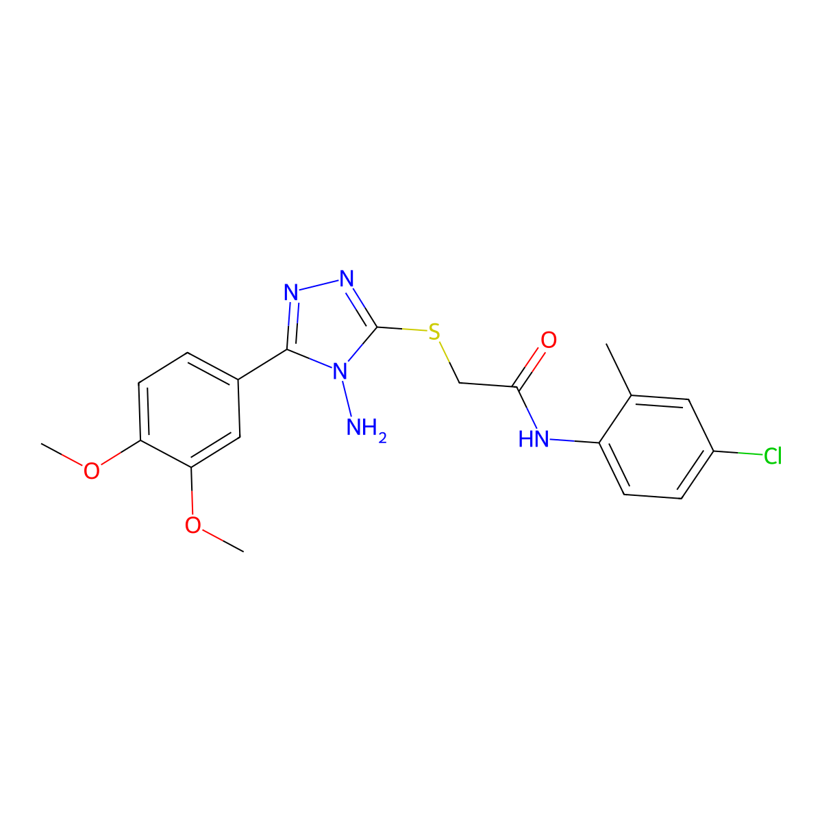 2-{[4-amino-5-(3,4-dimethoxyphenyl)-4H-1,2,4-triazol-3-yl]sulfanyl}-N-(4-chloro-2-methylphenyl)acetamide molecular structure, CAS 585556-63-4