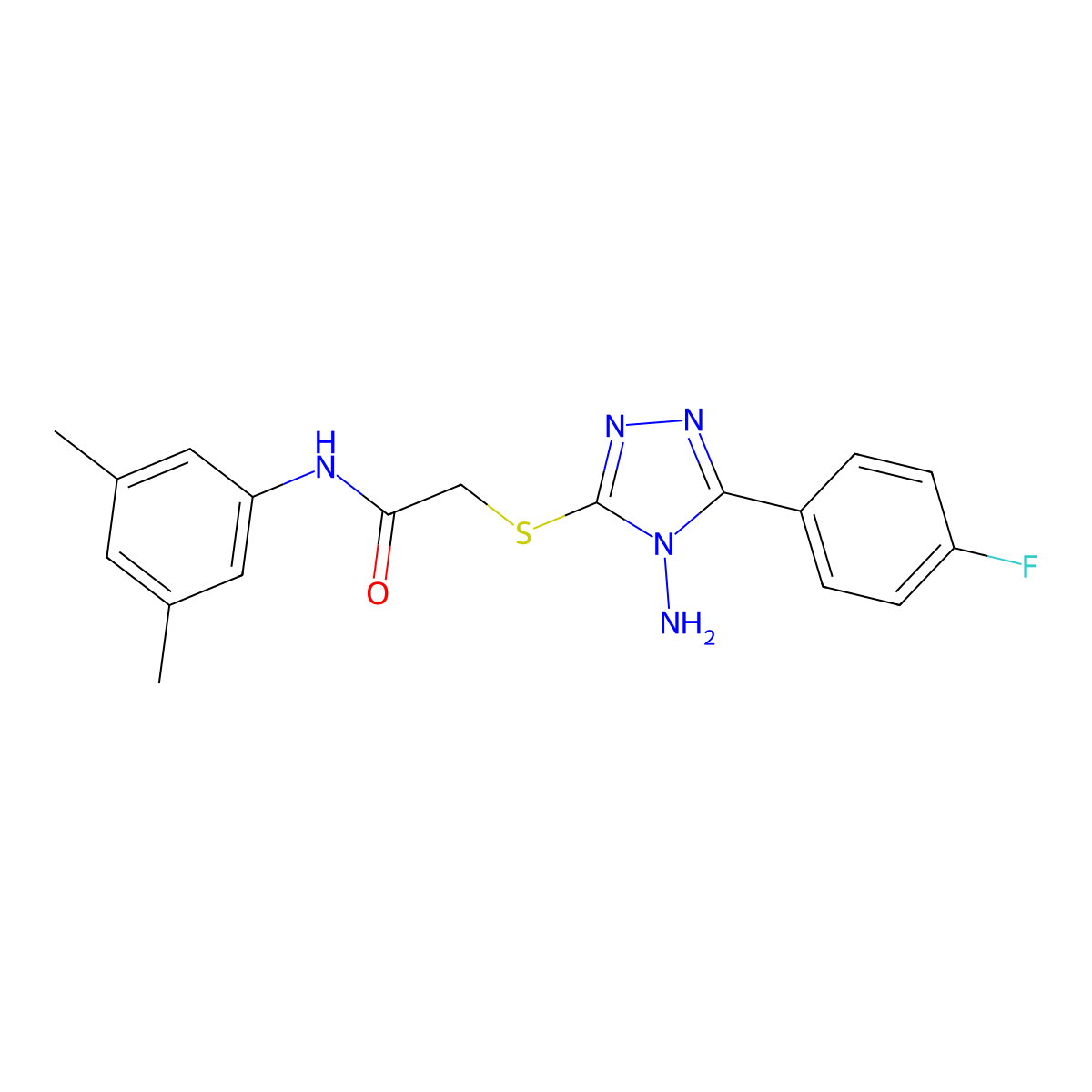 2-[4-amino-5-(4-fluorophenyl)(1,2,4-triazol-3-ylthio)]-N-(3,5-dimethylphenyl)a cetamide molecular structure, CAS 585556-64-5