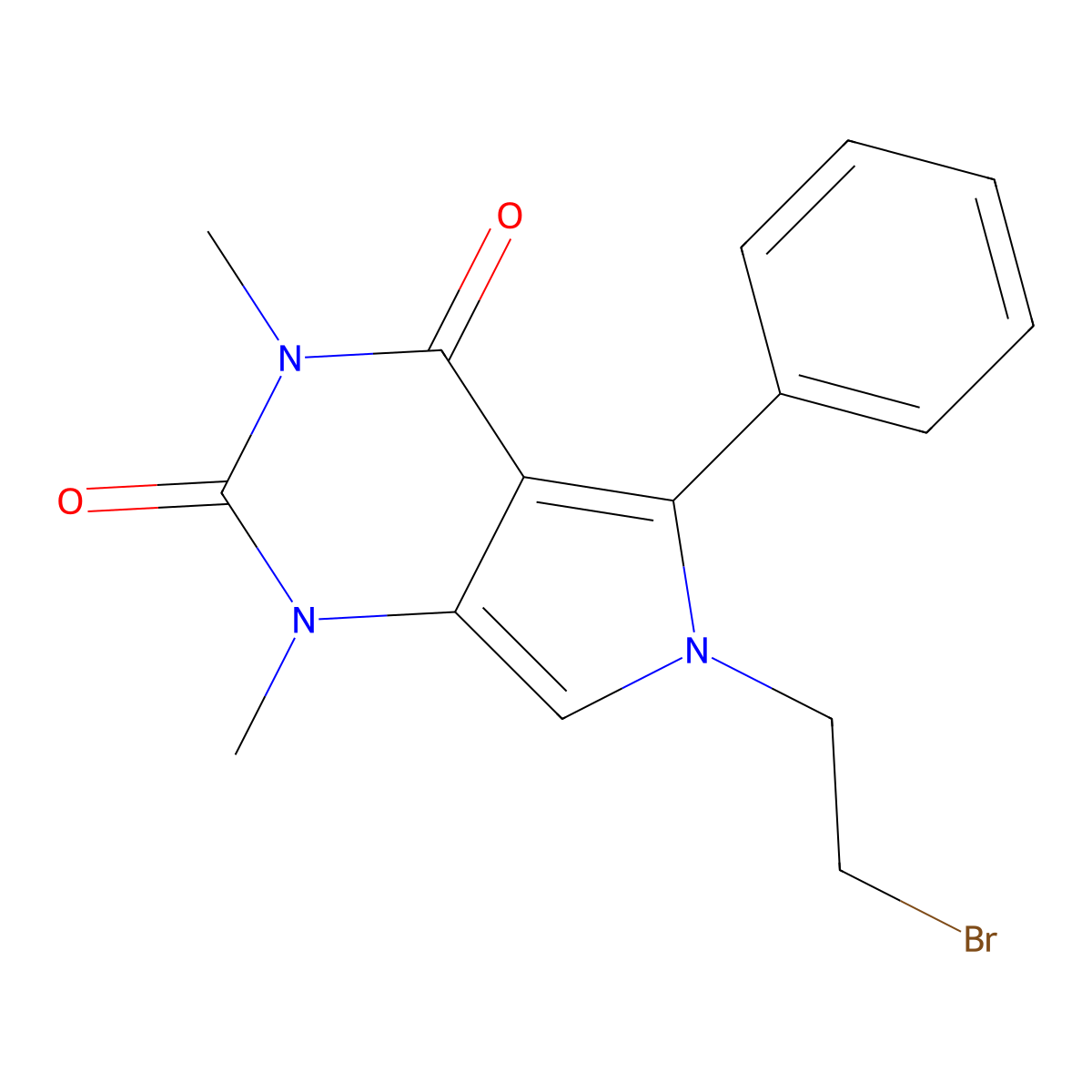 6-(2-bromoethyl)-1,3-dimethyl-5-phenyl-1H-pyrrolo[3,4-d]pyrimidine-2,4(3H,6H)-dione molecular structure, CAS 585556-72-5
