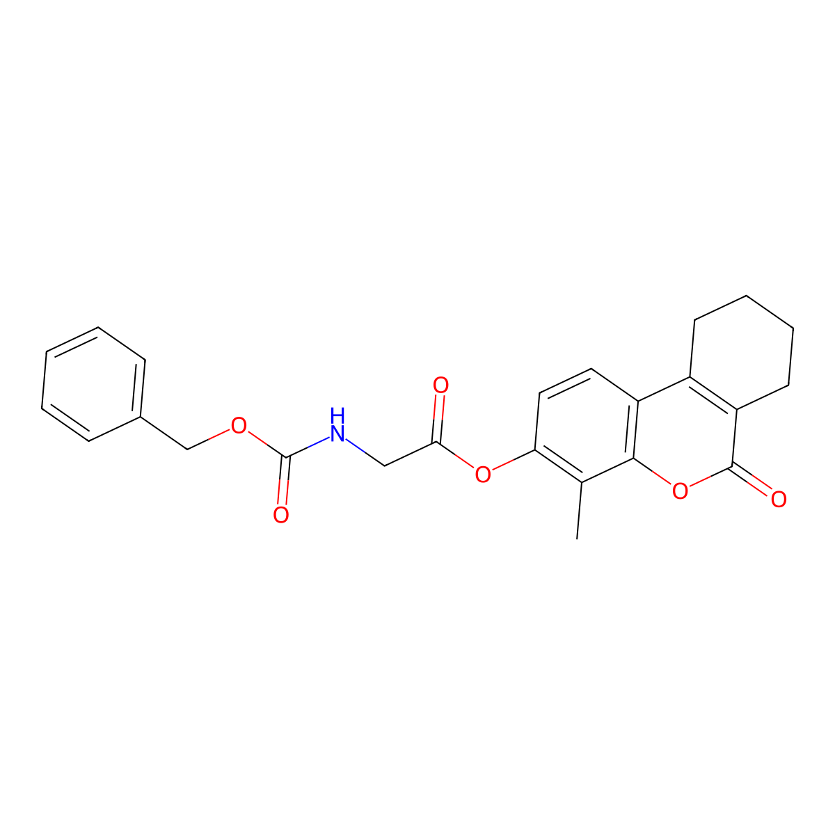 4-methyl-6-oxo-7,8,9,10-tetrahydro-6H-benzo[c]chromen-3-yl N-[(benzyloxy)carbonyl]glycinate molecular structure, CAS 585556-93-0