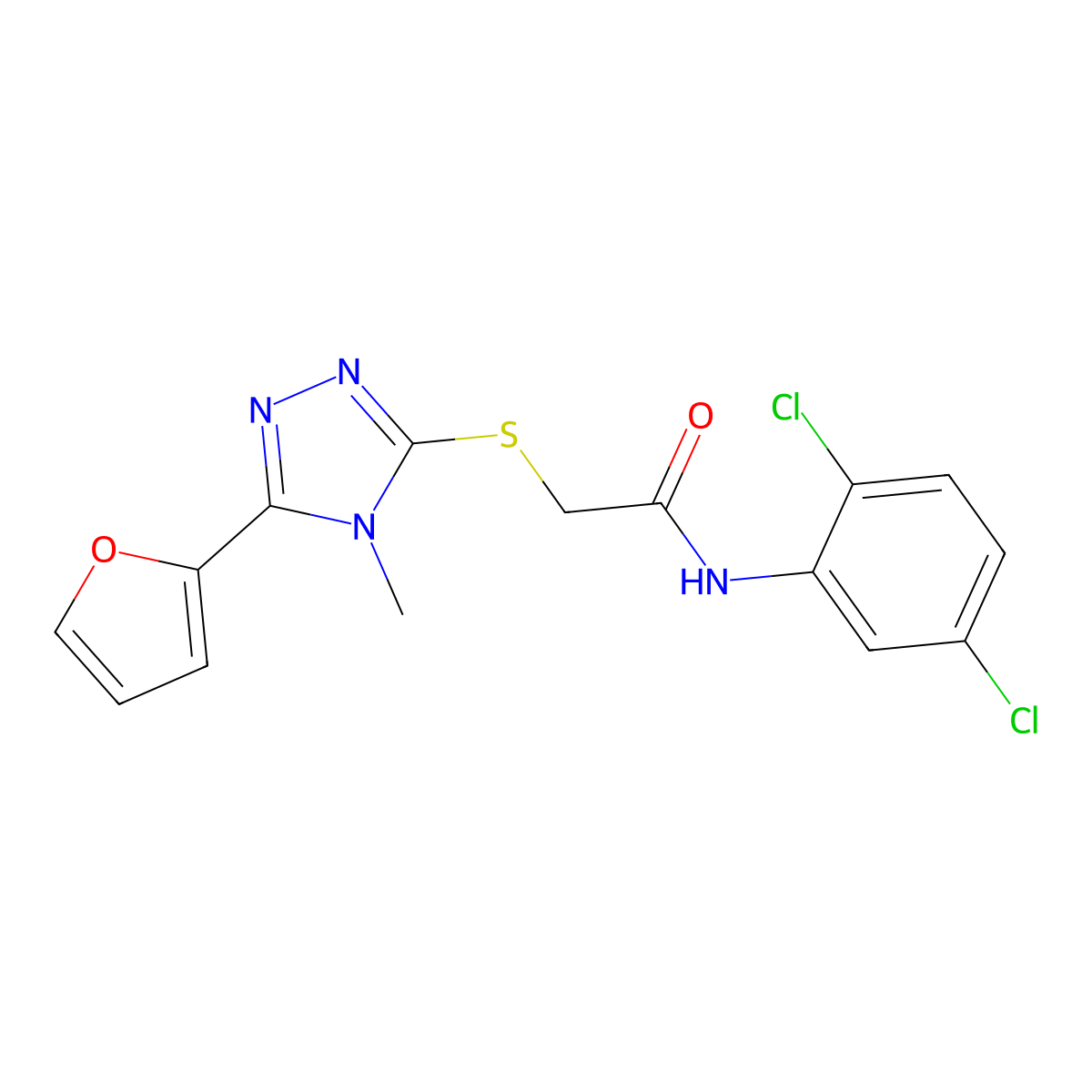 N-(2,5-dichlorophenyl)-2-{[5-(furan-2-yl)-4-methyl-4H-1,2,4-triazol-3-yl]sulfanyl}acetamide molecular structure, CAS 585557-22-8