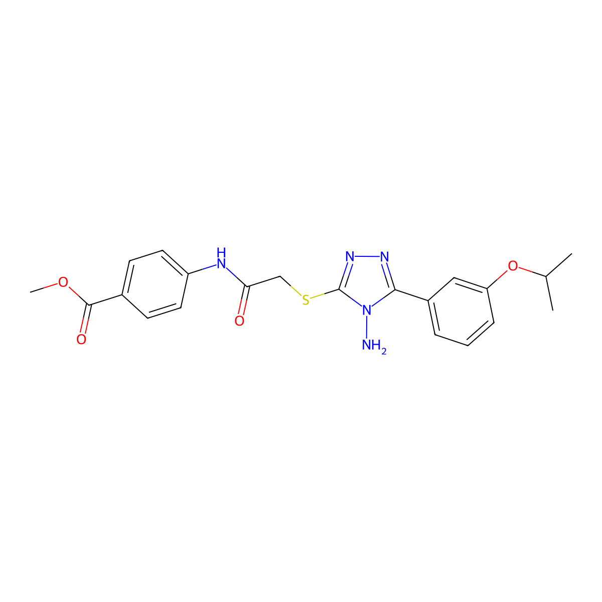 methyl 4-{[({4-amino-5-[3-(propan-2-yloxy)phenyl]-4H-1,2,4-triazol-3-yl}sulfanyl)acetyl]amino}benzoate molecular structure, CAS 585557-35-3