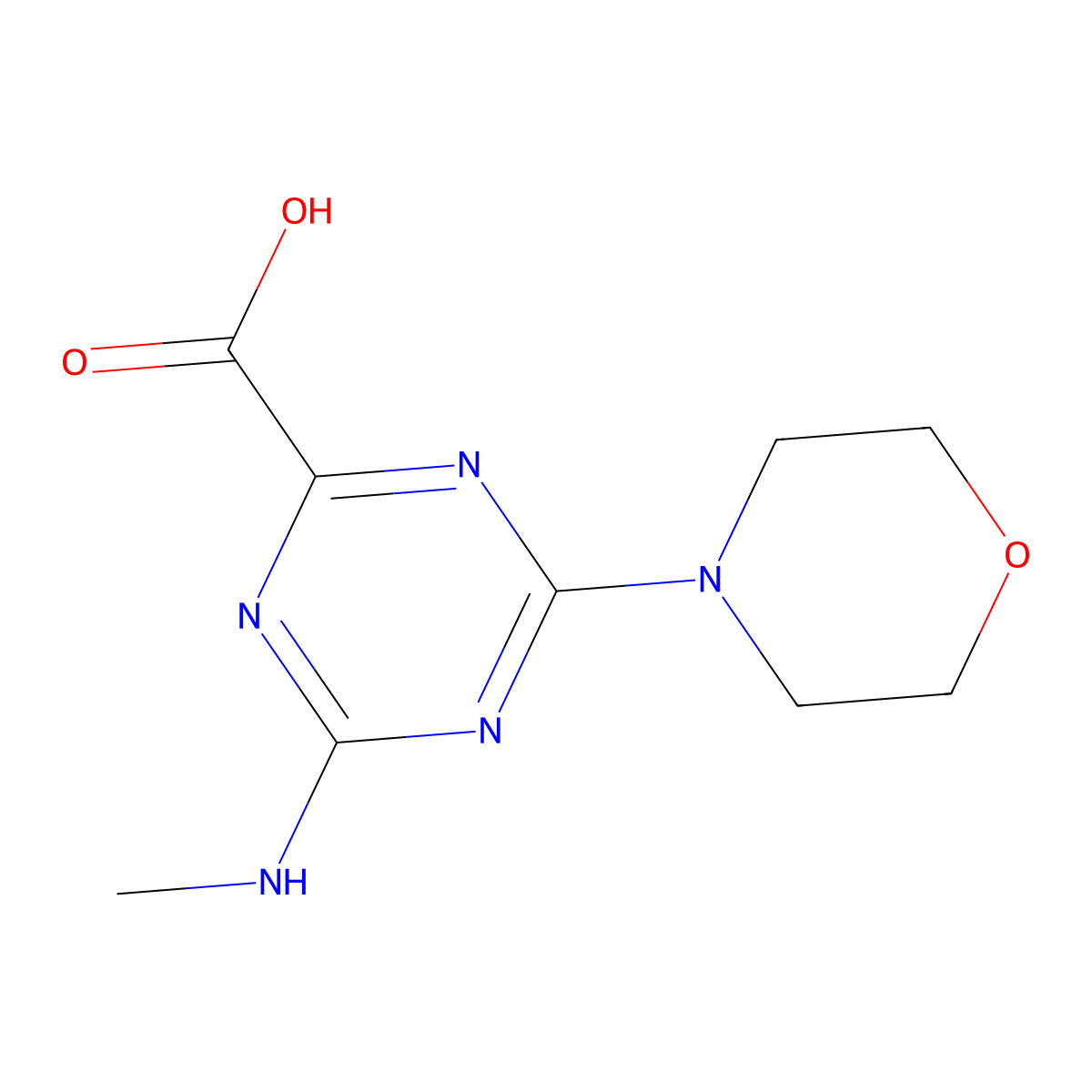 4-Methylamino-6-morpholin-4-yl-[1,3,5]triazine-2-carboxylic acid molecular structure, CAS 585557-38-6