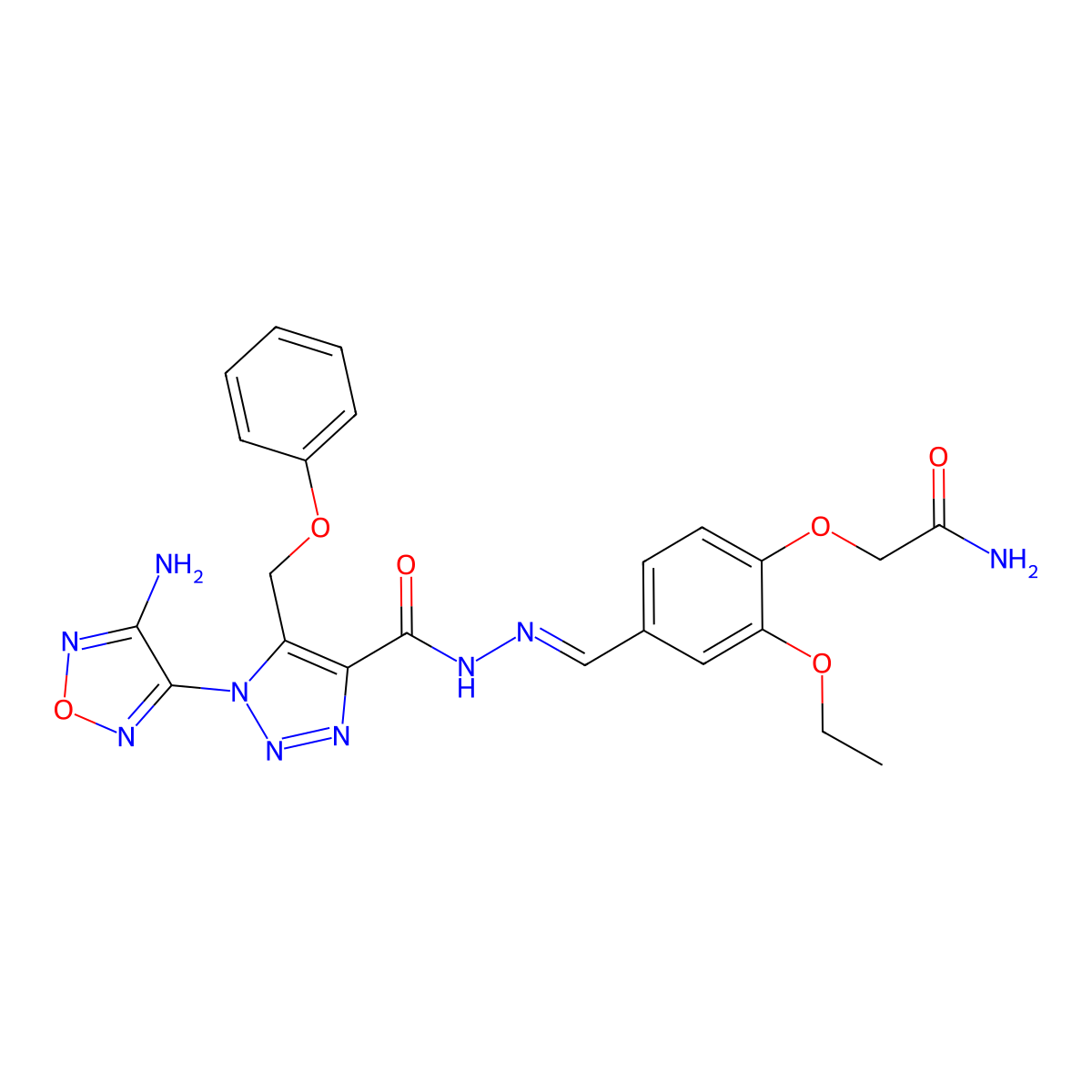 1-(4-amino-1,2,5-oxadiazol-3-yl)-N-[[4-(2-amino-2-oxoethoxy)-3-ethoxyphenyl]methylideneamino]-5-(phenoxymethyl)triazole-4-carboxamide molecular structure, CAS 585557-83-1