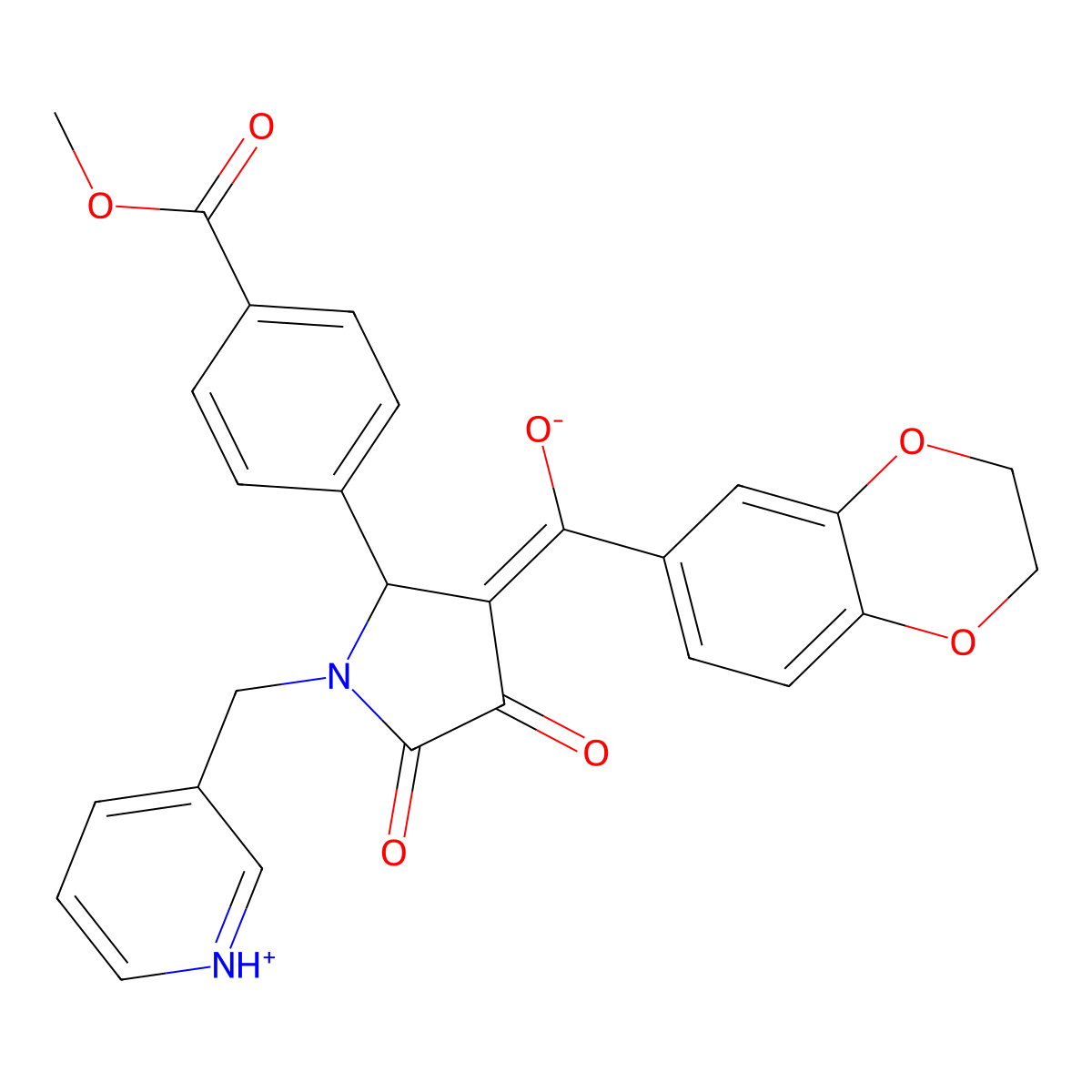 methyl 4-[3-(2,3-dihydro-1,4-benzodioxine-6-carbonyl)-4-hydroxy-5-oxo-1-[(pyridin-3-yl)methyl]-2,5-dihydro-1H-pyrrol-2-yl]benzoate molecular structure, CAS 585558-24-3