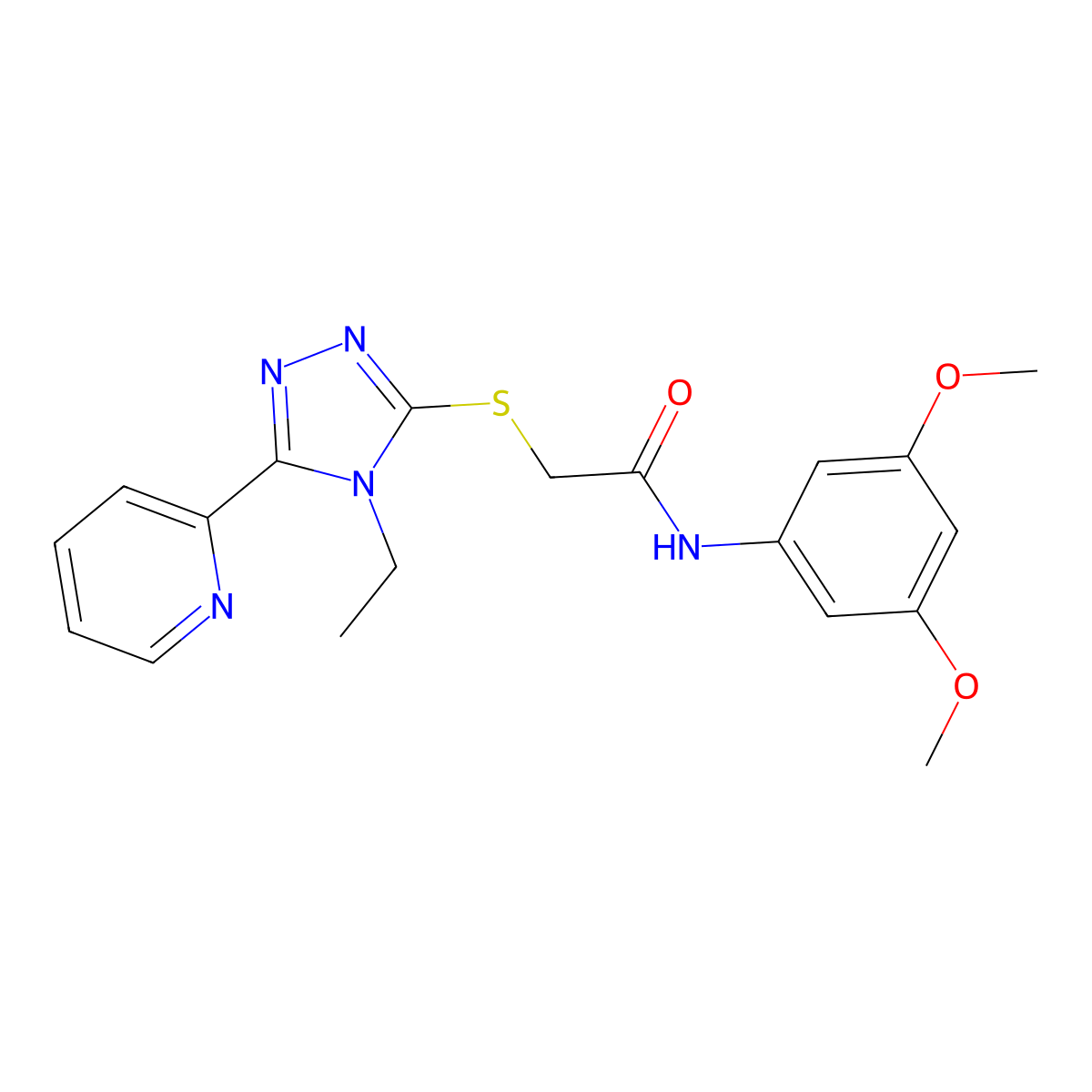 N-(3,5-Dimethoxyphenyl)-2-((4-ethyl-5-(2-pyridinyl)-4H-1,2,4-triazol-3-YL)sulfanyl)acetamide molecular structure, CAS 585558-26-5