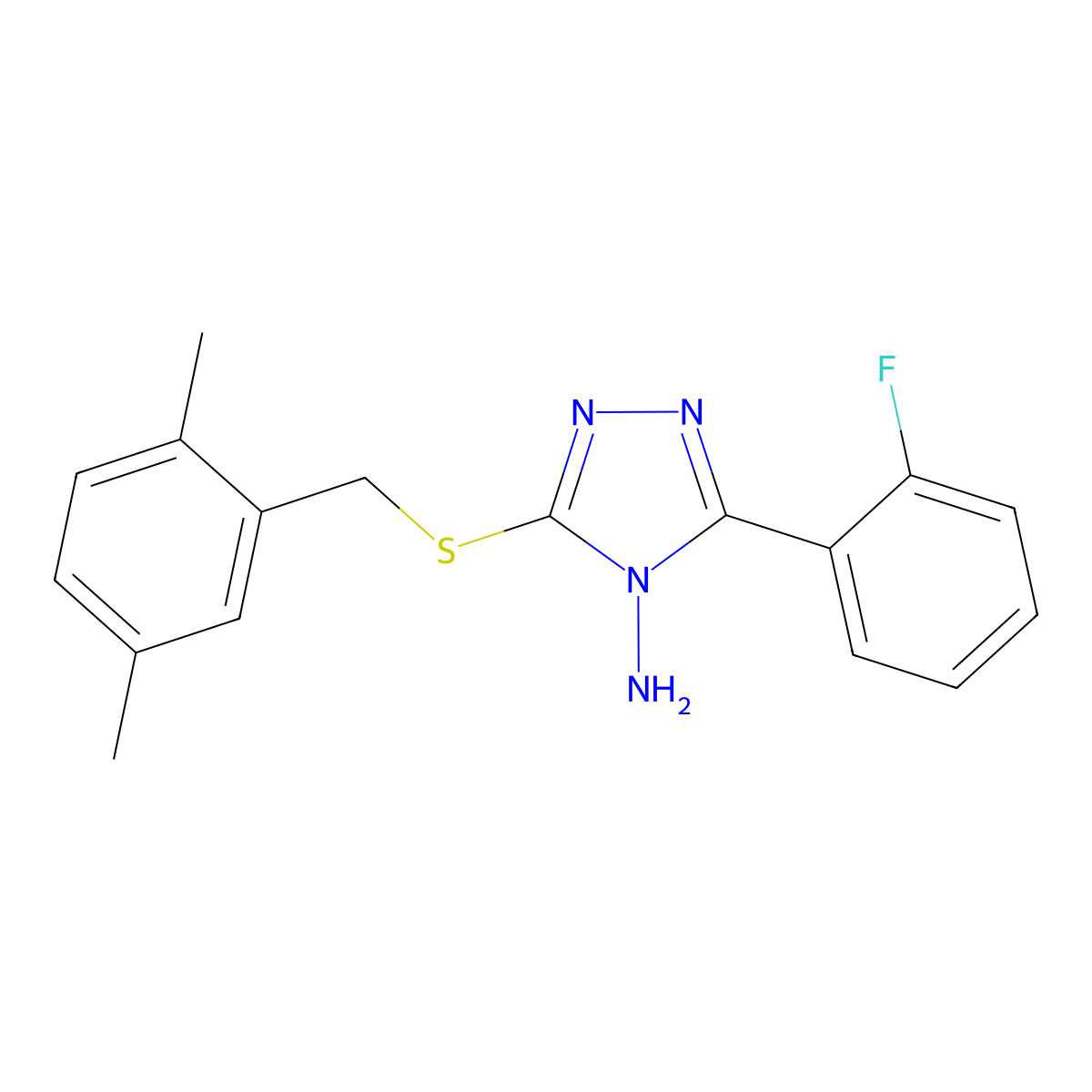 5-[(2,5-Dimethylphenyl)methylthio]-3-(2-fluorophenyl)-1,2,4-triazole-4-ylamine molecular structure, CAS 585558-32-3