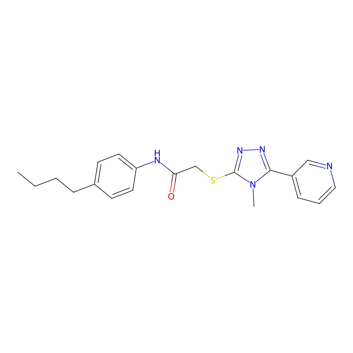 N-(4-butylphenyl)-2-{[4-methyl-5-(pyridin-3-yl)-4H-1,2,4-triazol-3-yl]sulfanyl}acetamide molecular structure, CAS 585558-41-4