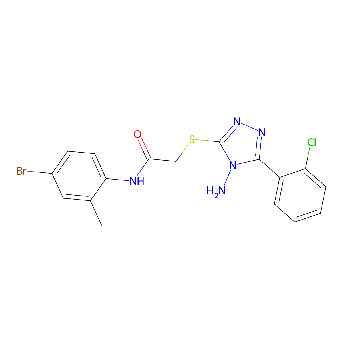 2-{[4-amino-5-(2-chlorophenyl)-4H-1,2,4-triazol-3-yl]sulfanyl}-N-(4-bromo-2-methylphenyl)acetamide molecular structure, CAS 585558-53-8