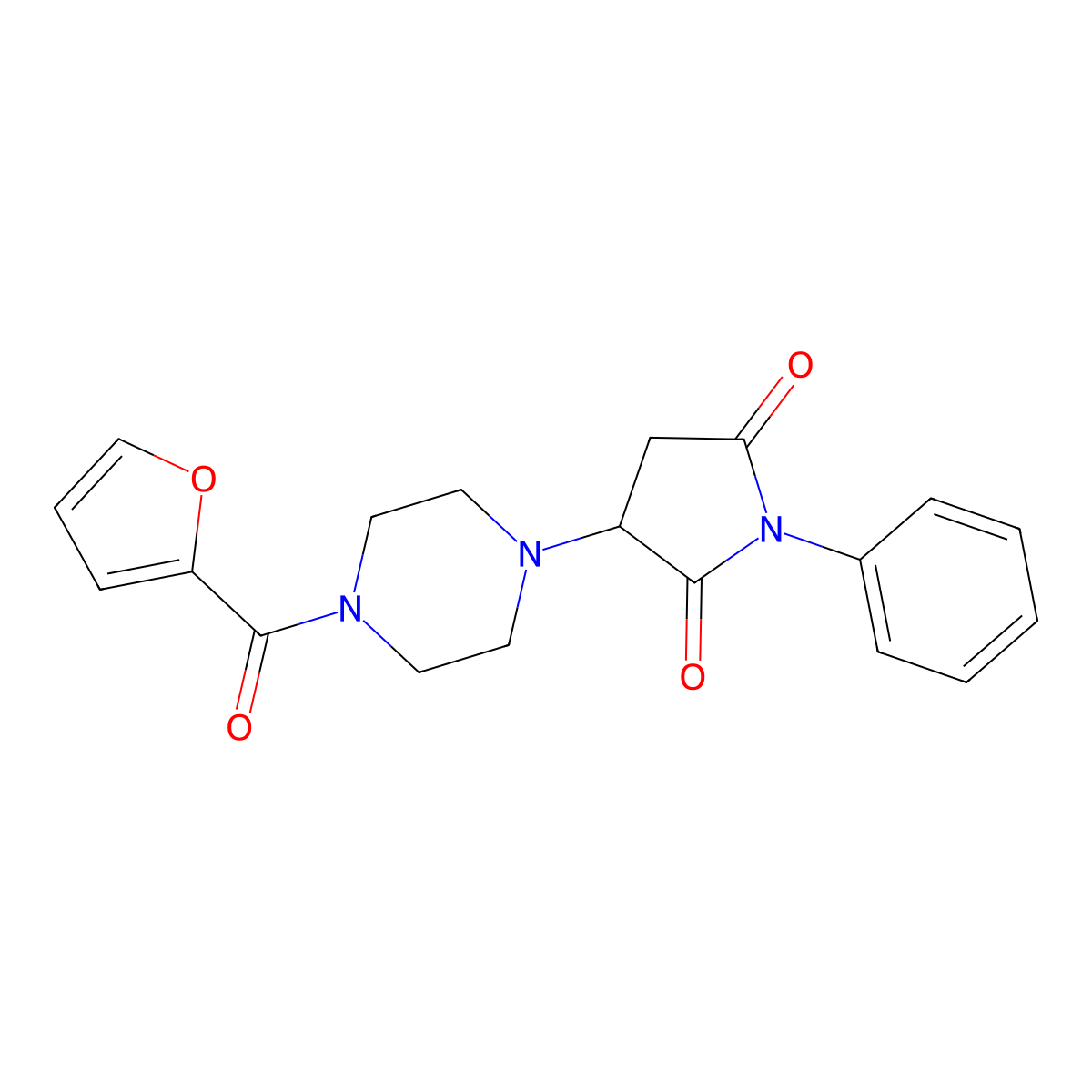 3-[4-(2-Furoyl)-1-piperazinyl]-1-phenyl-2,5-pyrrolidinedione molecular structure, CAS 585558-64-1