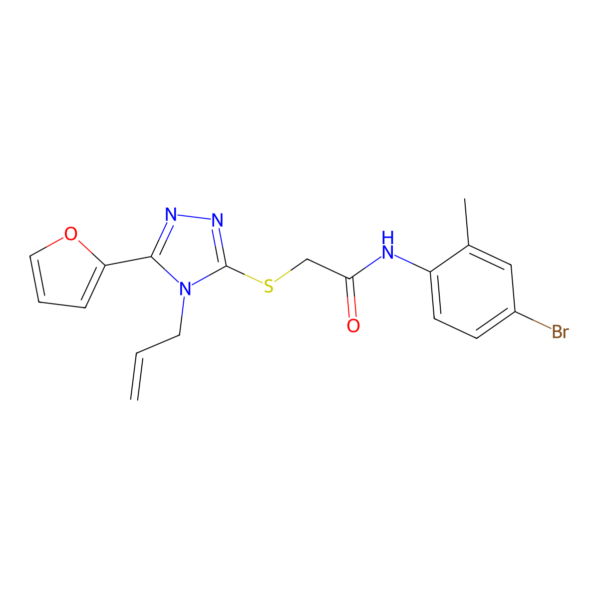 N-(4-bromo-2-methylphenyl)-2-{[5-(furan-2-yl)-4-(prop-2-en-1-yl)-4H-1,2,4-triazol-3-yl]sulfanyl}acetamide molecular structure, CAS 585558-68-5