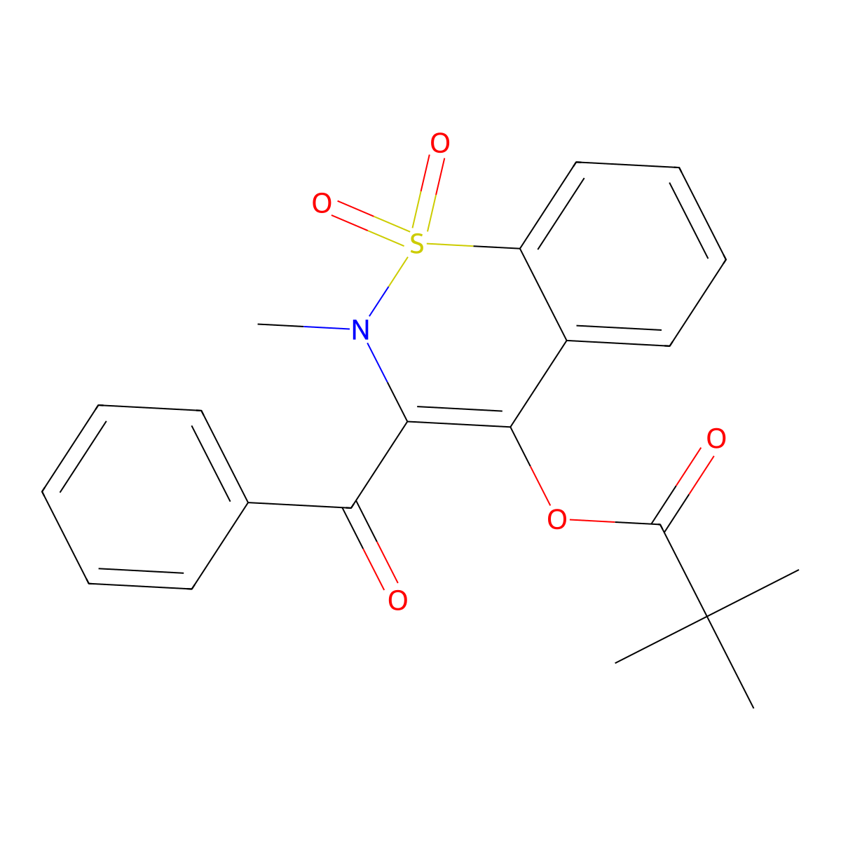 3-benzoyl-2-methyl-1,1-dioxido-2H-1,2-benzothiazin-4-yl pivalate molecular structure, CAS 585558-84-5