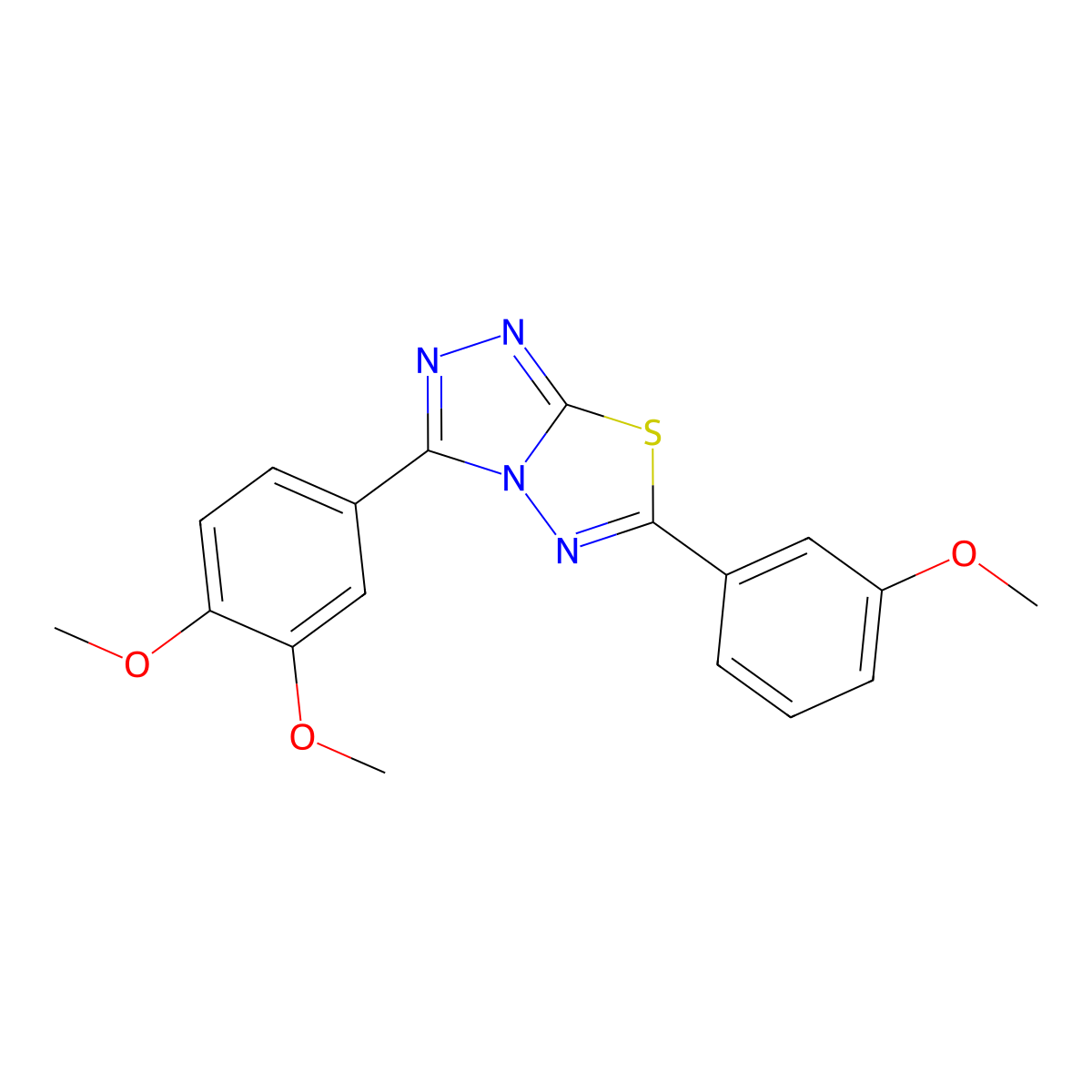 3-(3,4-Dimethoxyphenyl)-6-(3-methoxyphenyl)-[1,2,4]triazolo[3,4-b][1,3,4]thiadiazole molecular structure, CAS 585558-88-9
