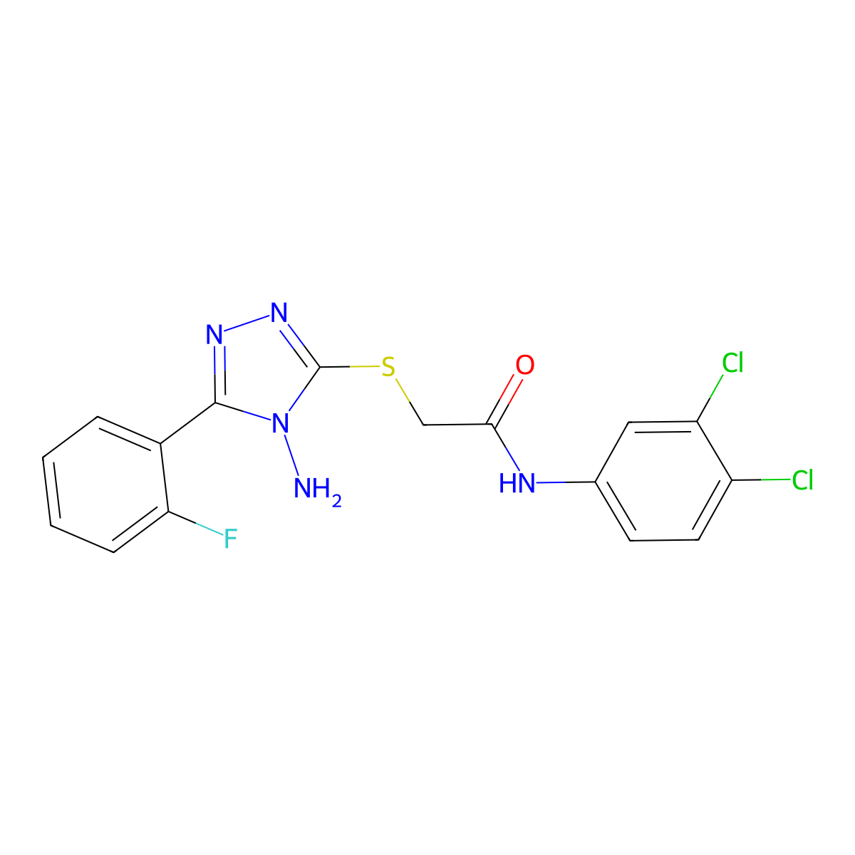 2-[4-amino-5-(2-fluorophenyl)(1,2,4-triazol-3-ylthio)]-N-(3,4-dichlorophenyl)a cetamide molecular structure, CAS 585559-15-5