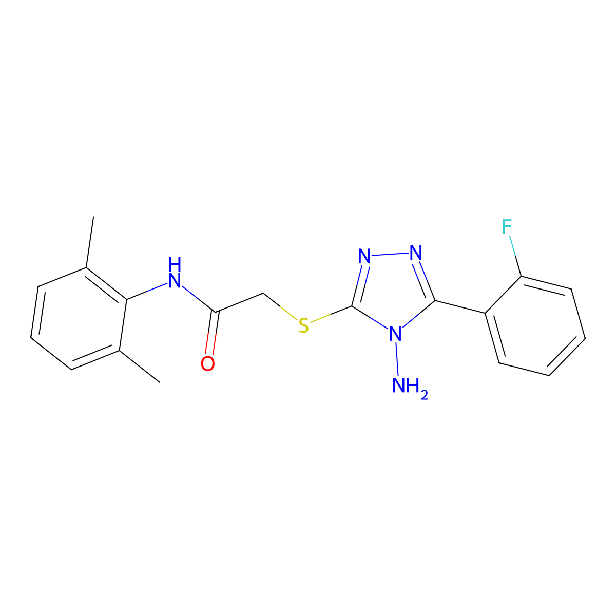 2-[4-amino-5-(2-fluorophenyl)(1,2,4-triazol-3-ylthio)]-N-(2,6-dimethylphenyl)a cetamide molecular structure, CAS 585559-21-3
