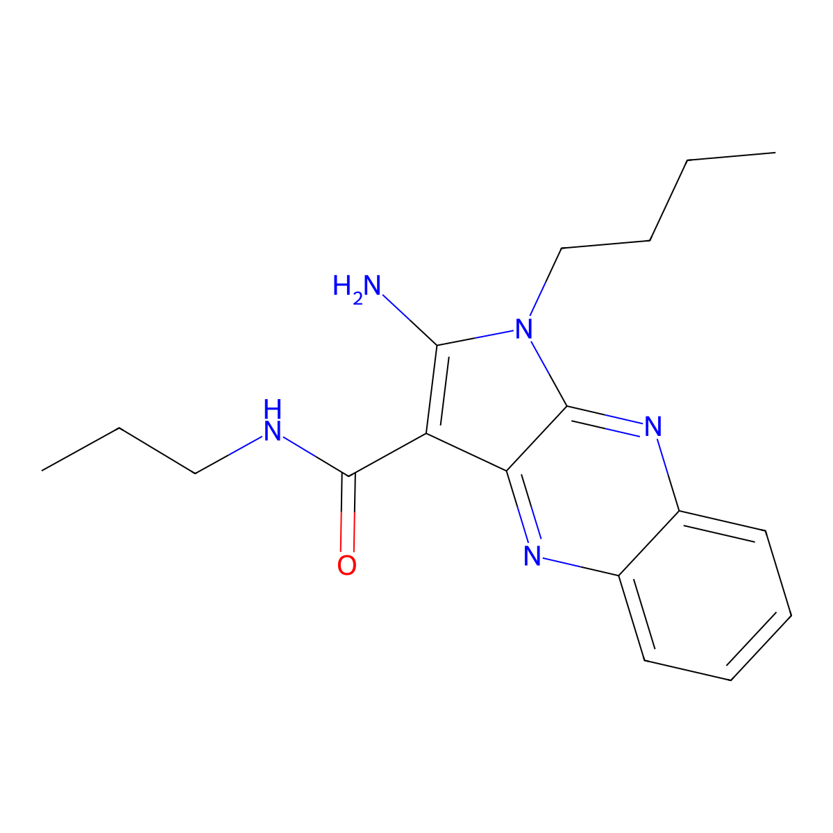 2-amino-1-butyl-N-propyl-1H-pyrrolo[2,3-b]quinoxaline-3-carboxamide molecular structure, CAS 585559-30-4