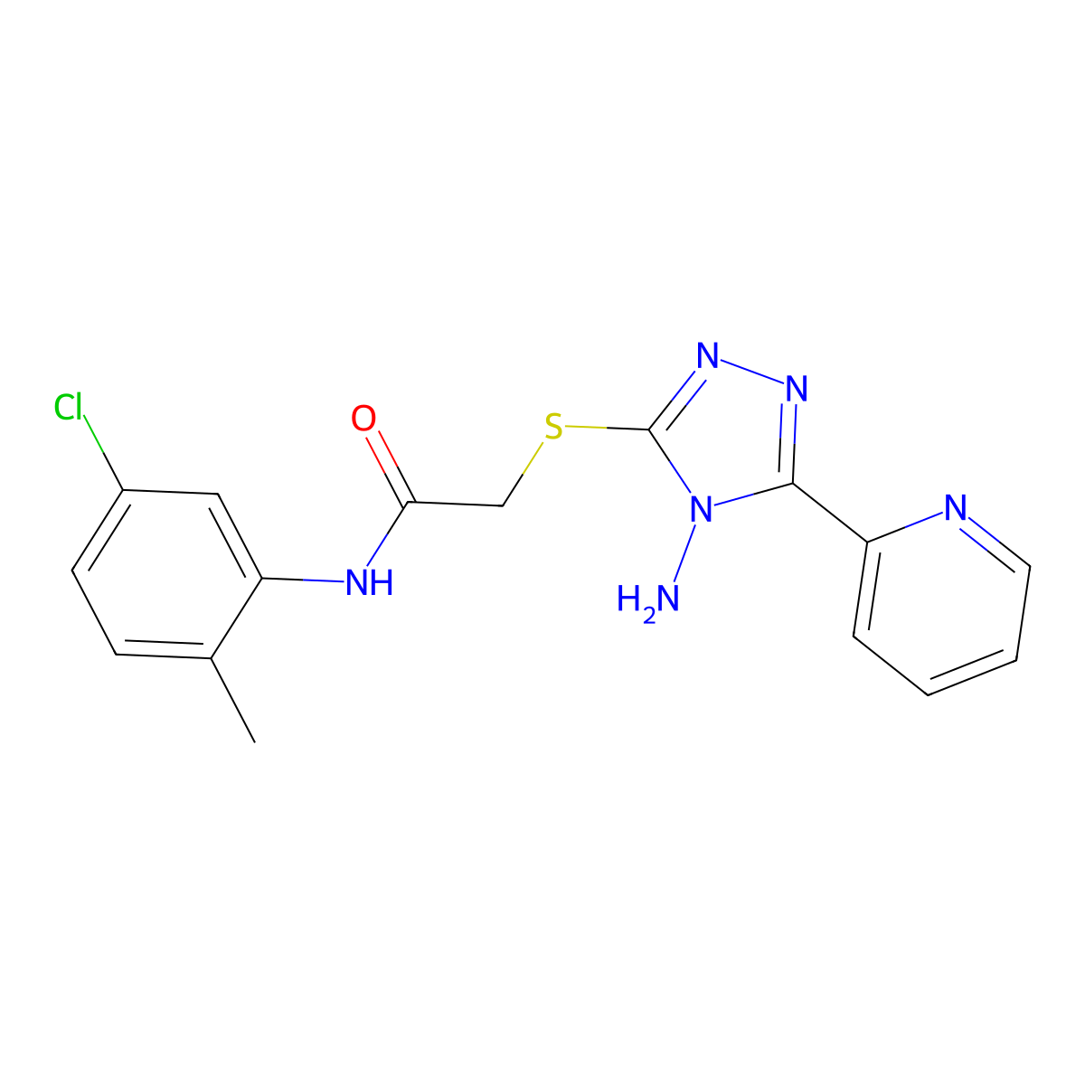 2-{[4-amino-5-(pyridin-2-yl)-4H-1,2,4-triazol-3-yl]sulfanyl}-N-(5-chloro-2-methylphenyl)acetamide molecular structure, CAS 585559-42-8