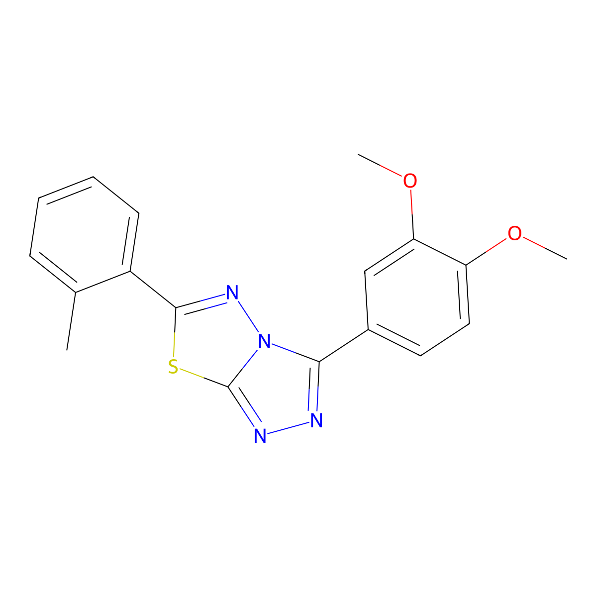 3-(3,4-Dimethoxyphenyl)-6-(2-methylphenyl)[1,2,4]triazolo[3,4-b][1,3,4]thiadiazole molecular structure, CAS 585559-47-3