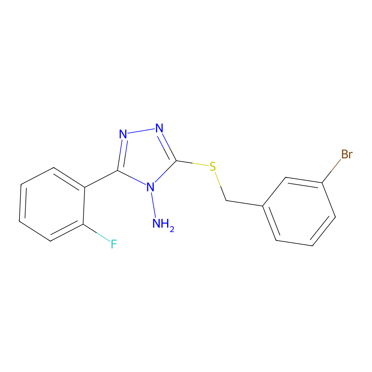 5-[(3-Bromophenyl)methylthio]-3-(2-fluorophenyl)-1,2,4-triazole-4-ylamine molecular structure, CAS 585559-64-4