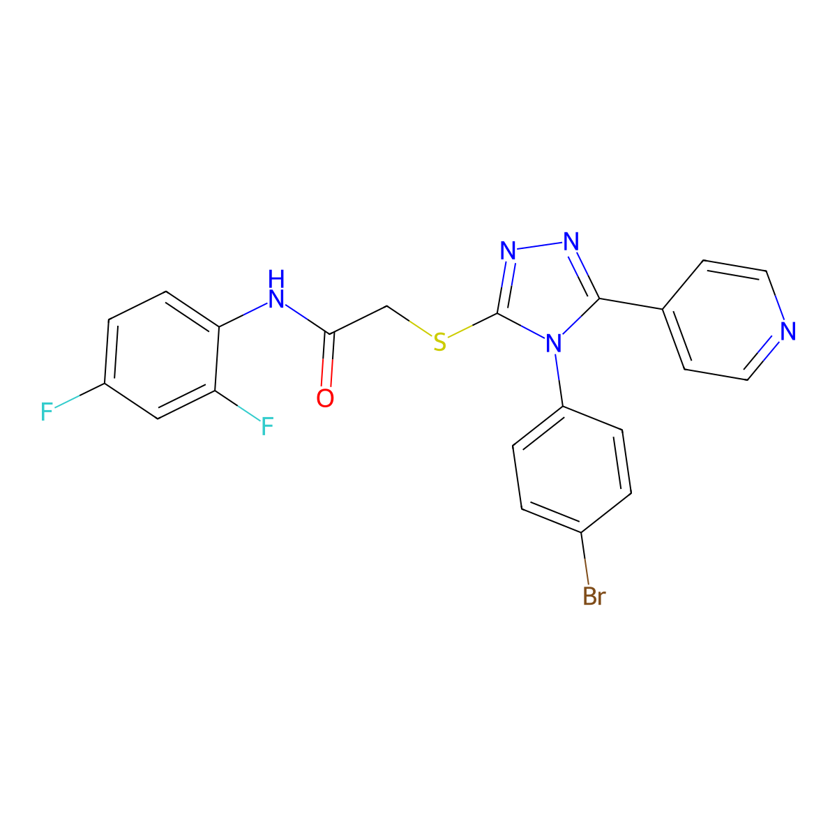 2-{[4-(4-bromophenyl)-5-(pyridin-4-yl)-4H-1,2,4-triazol-3-yl]sulfanyl}-N-(2,4-difluorophenyl)acetamide molecular structure, CAS 585559-67-7