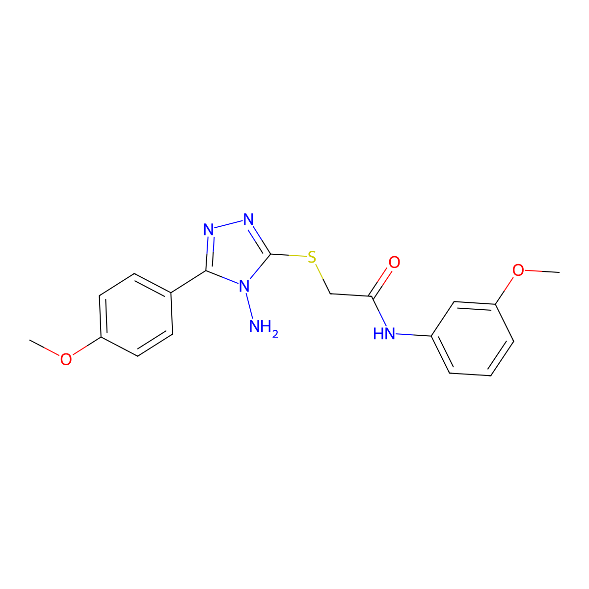 2-{[4-amino-5-(4-methoxyphenyl)-4H-1,2,4-triazol-3-yl]sulfanyl}-N-(3-methoxyphenyl)acetamide molecular structure, CAS 585559-76-8
