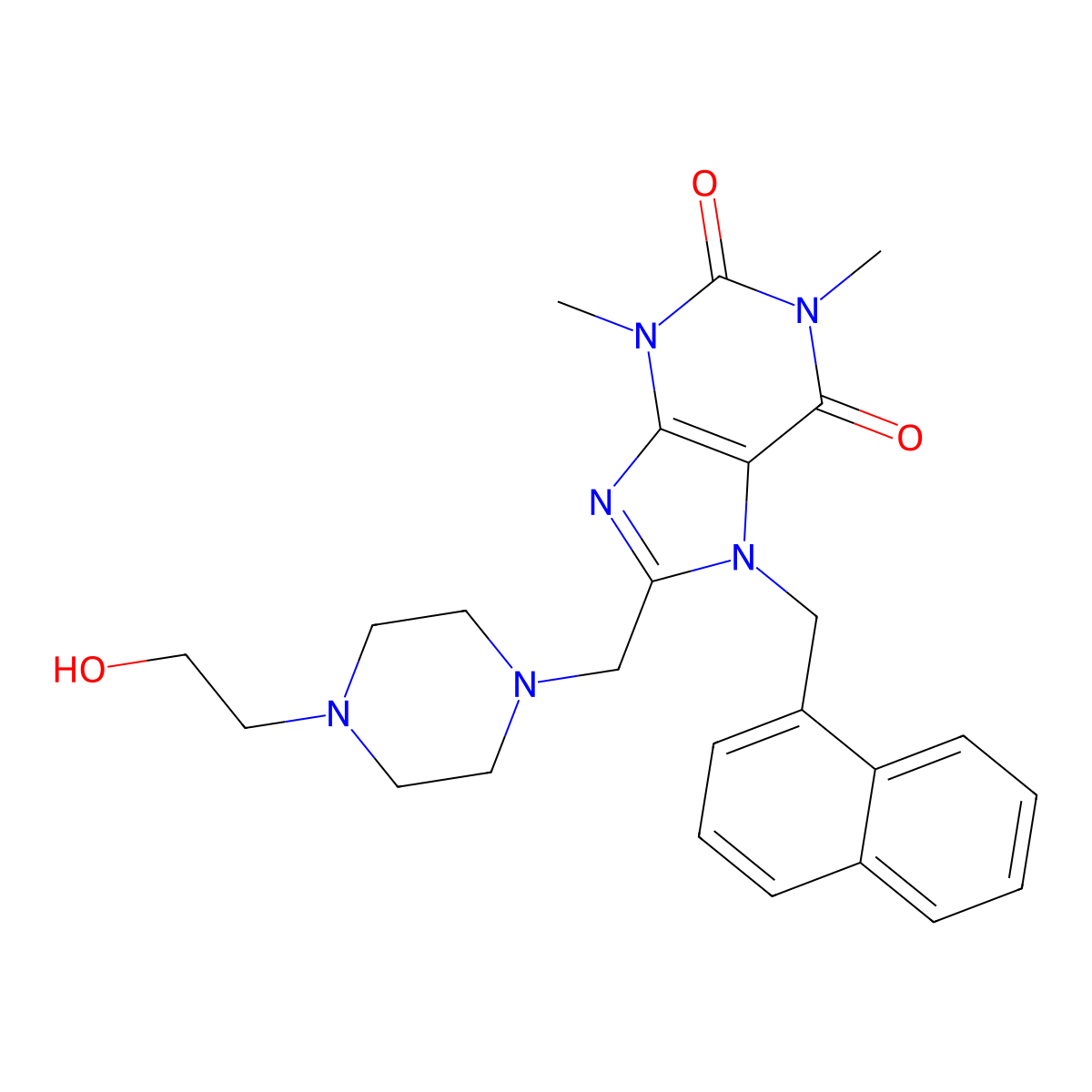 8-[[4-(2-Hydroxyethyl)piperazin-1-yl]methyl]-1,3-dimethyl-7-(naphthalen-1-ylmethyl)purine-2,6-dione molecular structure, CAS 585559-95-1