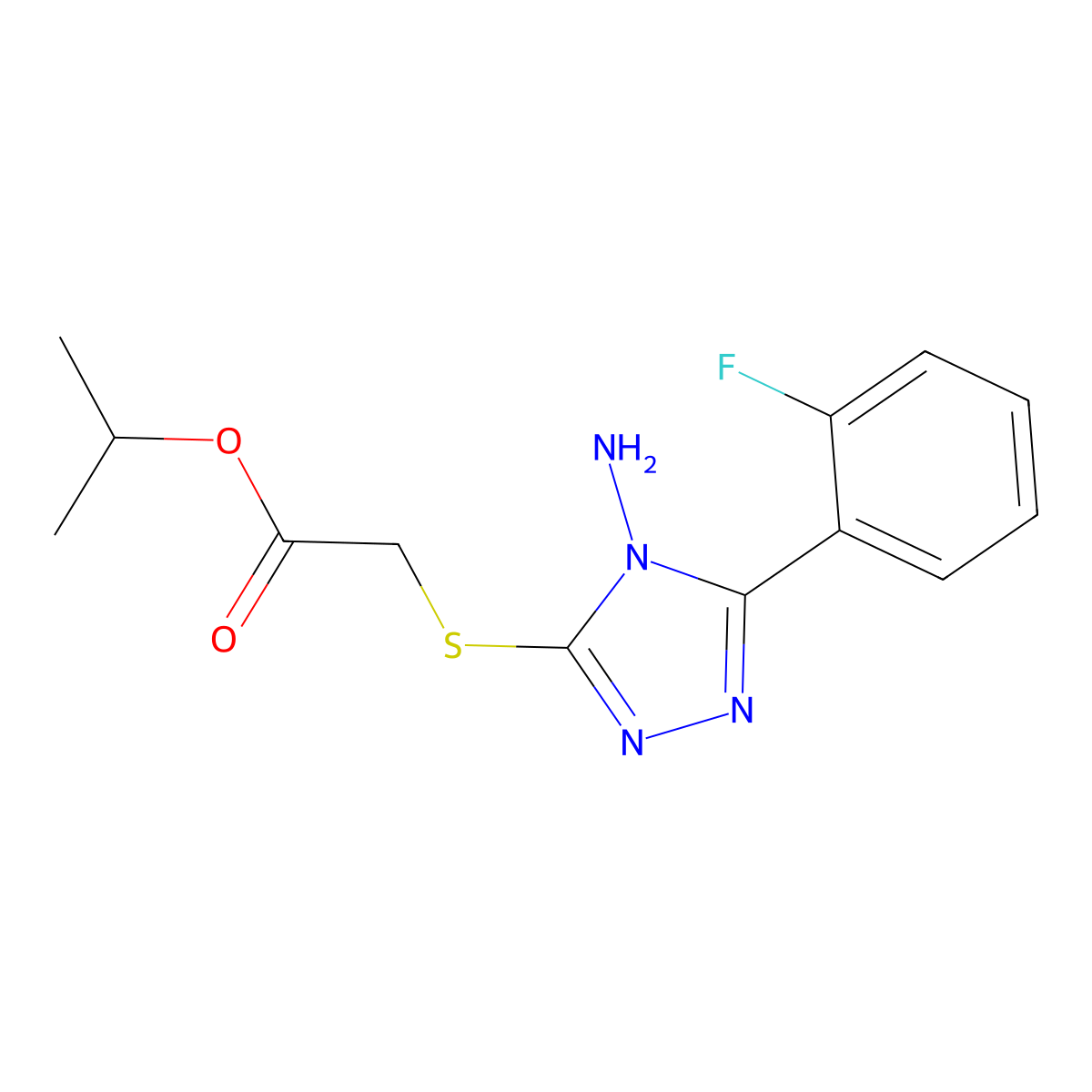 Methylethyl 2-[4-amino-5-(2-fluorophenyl)-1,2,4-triazol-3-ylthio]acetate molecular structure, CAS 585559-99-5