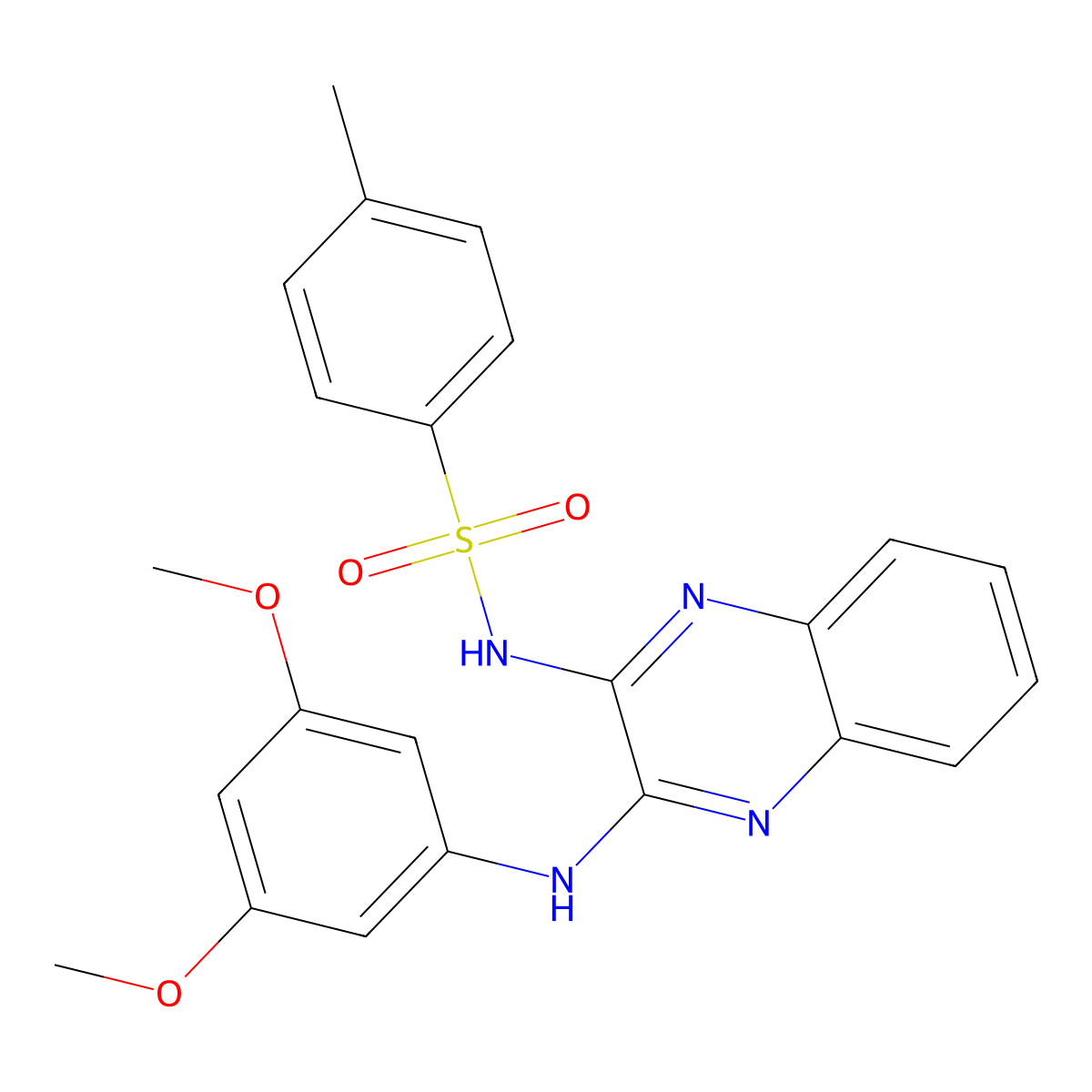 N-{3-[(3,5-dimethoxyphenyl)amino]quinoxalin-2-yl}-4-methylbenzenesulfonamide molecular structure, CAS 585560-01-6
