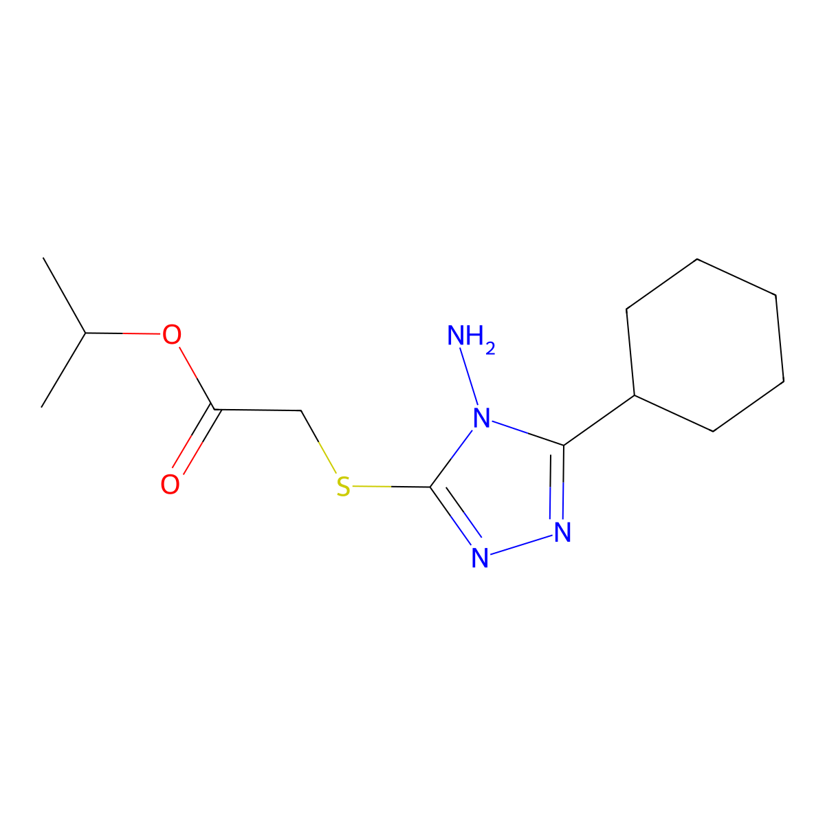 Methylethyl 2-(4-amino-5-cyclohexyl-1,2,4-triazol-3-ylthio)acetate molecular structure, CAS 585560-35-6