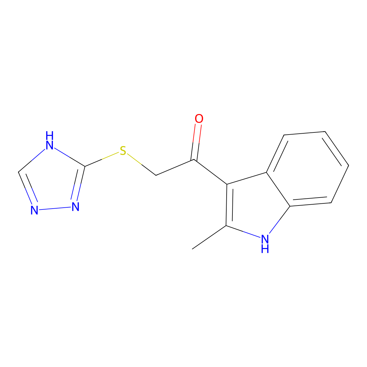 1-(2-methyl-1H-indol-3-yl)-2-(4H-1,2,4-triazol-3-ylthio)ethanone molecular structure, CAS 585560-49-2