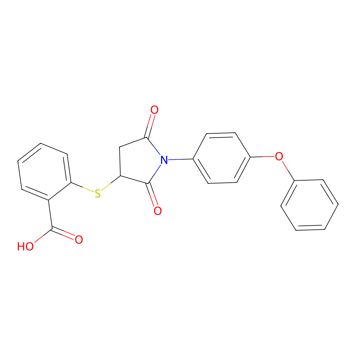 2-{[2,5-Dioxo-1-(4-phenoxyphenyl)pyrrolidin-3-yl]sulfanyl}benzoic acid molecular structure, CAS 585560-53-8