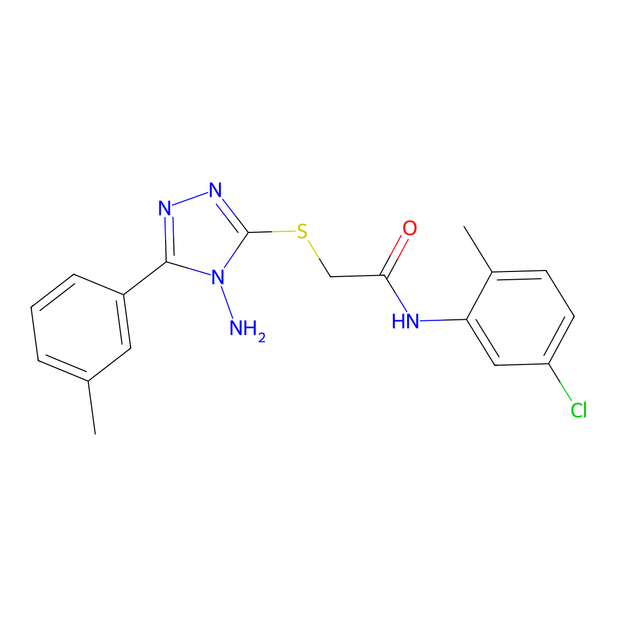 2-((4-amino-5-(m-tolyl)-4H-1,2,4-triazol-3-yl)thio)-N-(5-chloro-2-methylphenyl)acetamide molecular structure, CAS 585560-69-6