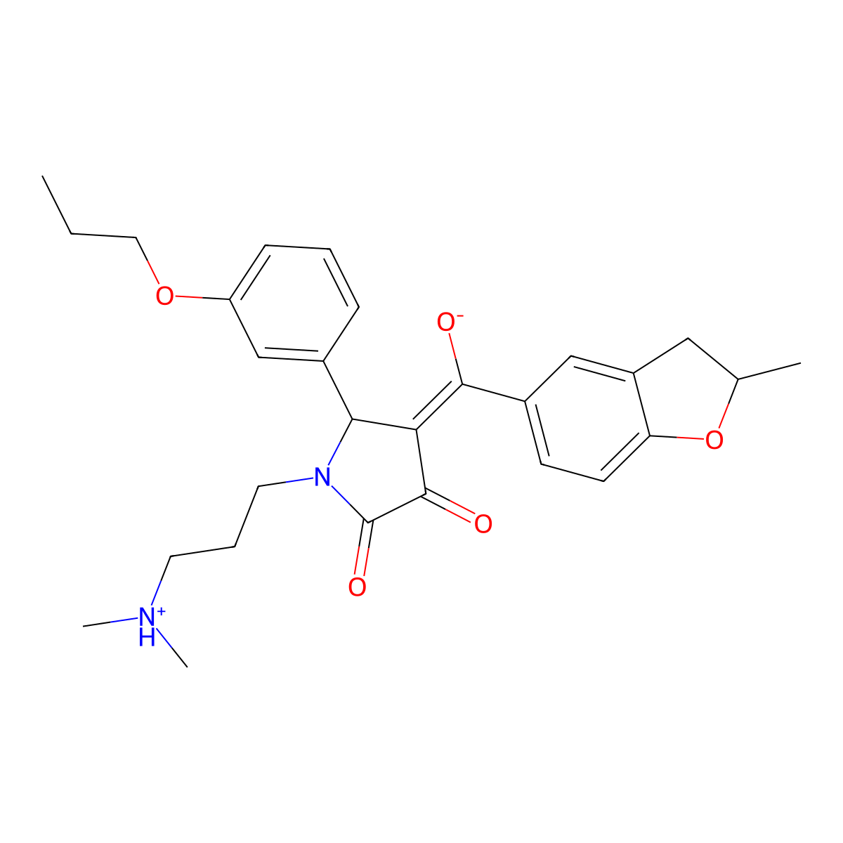 1-[3-(dimethylamino)propyl]-3-hydroxy-4-(2-methyl-2,3-dihydro-1-benzofuran-5-carbonyl)-5-(3-propoxyphenyl)-2,5-dihydro-1H-pyrrol-2-one molecular structure, CAS 585560-99-2