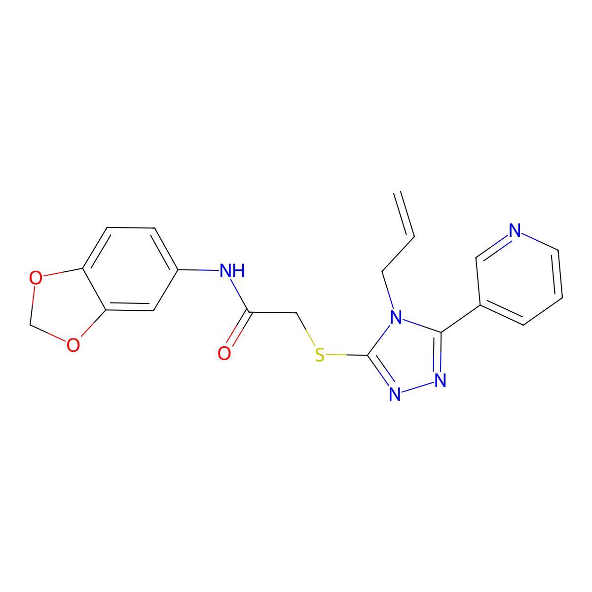 N-(1,3-benzodioxol-5-yl)-2-{[4-(prop-2-en-1-yl)-5-(pyridin-3-yl)-4H-1,2,4-triazol-3-yl]sulfanyl}acetamide molecular structure, CAS 585561-39-3
