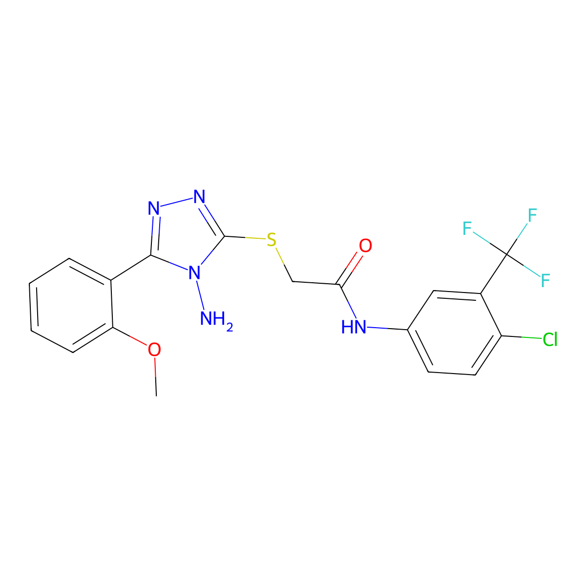 2-{[4-amino-5-(2-methoxyphenyl)-4H-1,2,4-triazol-3-yl]sulfanyl}-N-[4-chloro-3-(trifluoromethyl)phenyl]acetamide molecular structure, CAS 585561-52-0