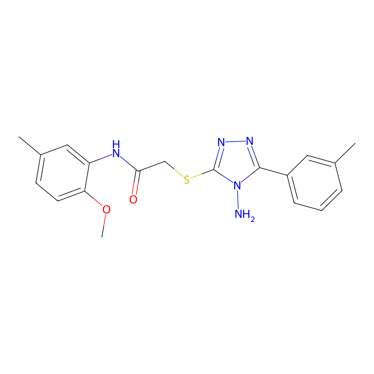 2-((4-amino-5-(m-tolyl)-4H-1,2,4-triazol-3-yl)thio)-N-(2-methoxy-5-methylphenyl)acetamide molecular structure, CAS 585561-61-1