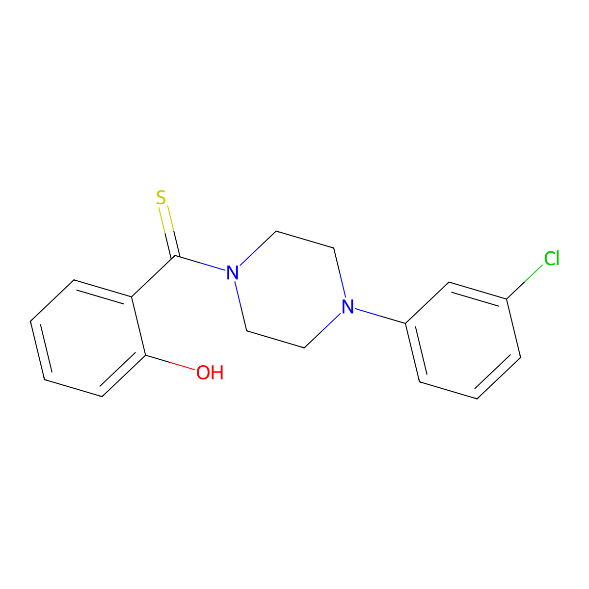 [4-(3-Chlorophenyl)piperazin-1-yl](2-hydroxyphenyl)methanethione molecular structure, CAS 585561-70-2