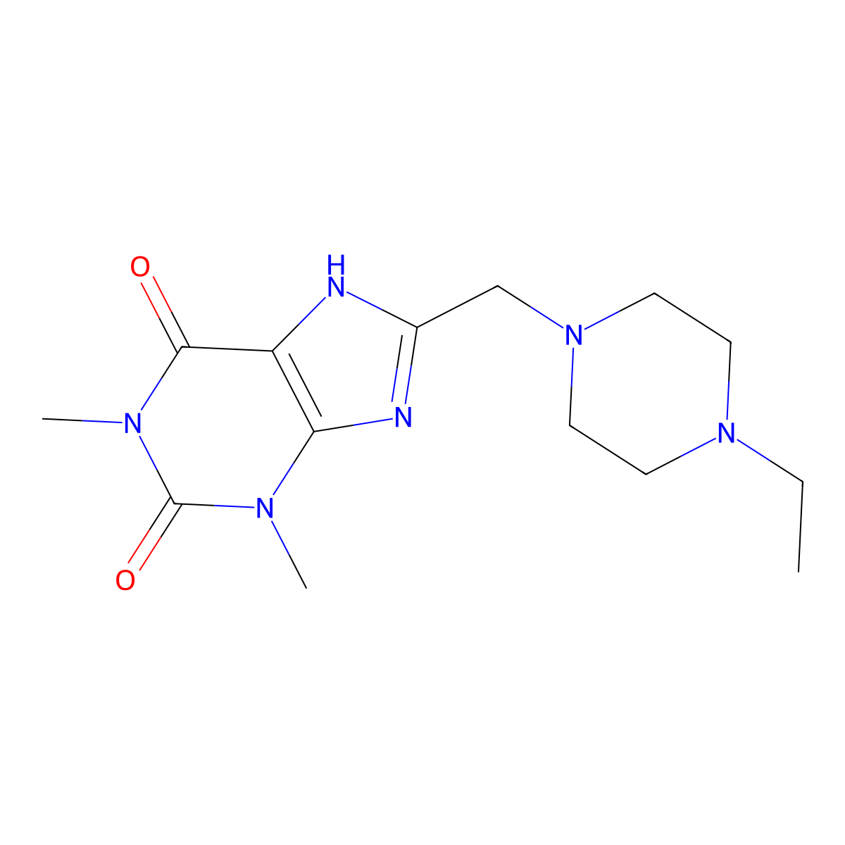 8-((4-ethylpiperazin-1-yl)methyl)-1,3-dimethyl-1H-purine-2,6(3H,7H)-dione molecular structure, CAS 585562-22-7