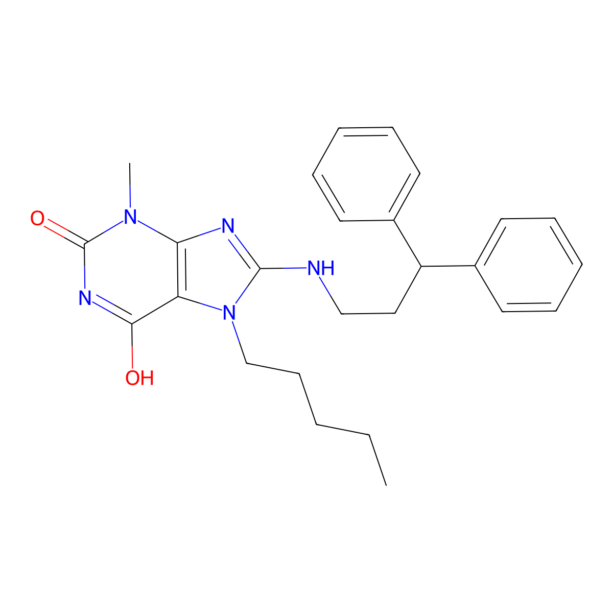 8-(3,3-Diphenylpropylamino)-3-methyl-7-pentylpurine-2,6-dione molecular structure, CAS 585562-37-4