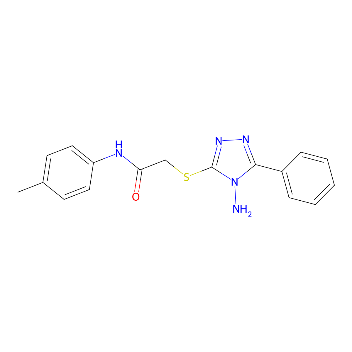 2-((4-amino-5-phenyl-4H-1,2,4-triazol-3-yl)thio)-N-(p-tolyl)acetamide molecular structure, CAS 585562-58-9
