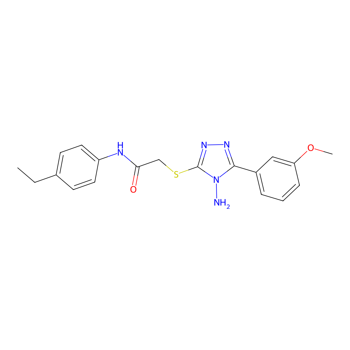 2-{[4-amino-5-(3-methoxyphenyl)-4H-1,2,4-triazol-3-yl]sulfanyl}-N-(4-ethylphenyl)acetamide molecular structure, CAS 585562-87-4