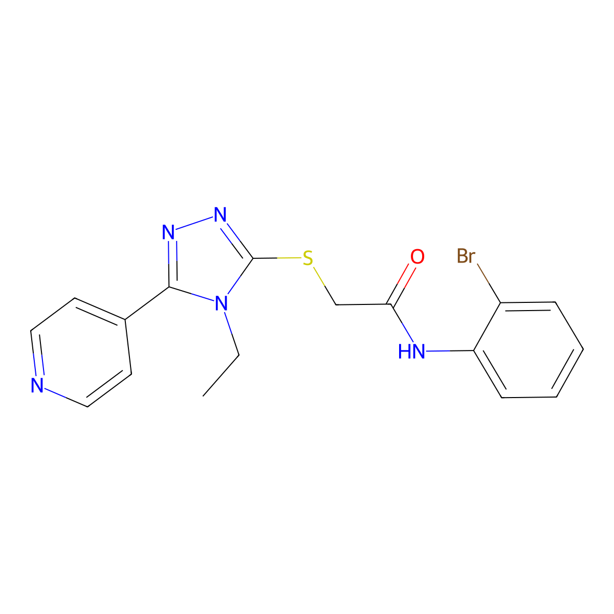 N-(2-BR-PH)-2-((4-Ethyl-5-(4-pyridinyl)-4H-1,2,4-triazol-3-YL)thio)acetamide molecular structure, CAS 585562-93-2