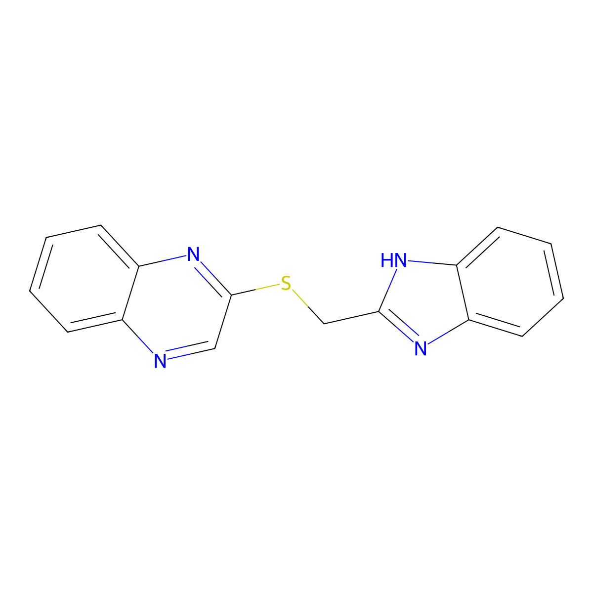2-(((1H-benzo[d]imidazol-2-yl)methyl)thio)quinoxaline molecular structure, CAS 585563-05-9