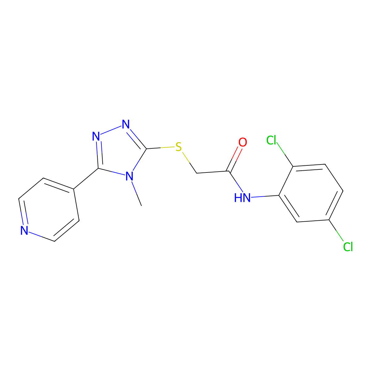 N-(2,5-dichlorophenyl)-2-{[4-methyl-5-(pyridin-4-yl)-4H-1,2,4-triazol-3-yl]sulfanyl}acetamide molecular structure, CAS 585563-24-2