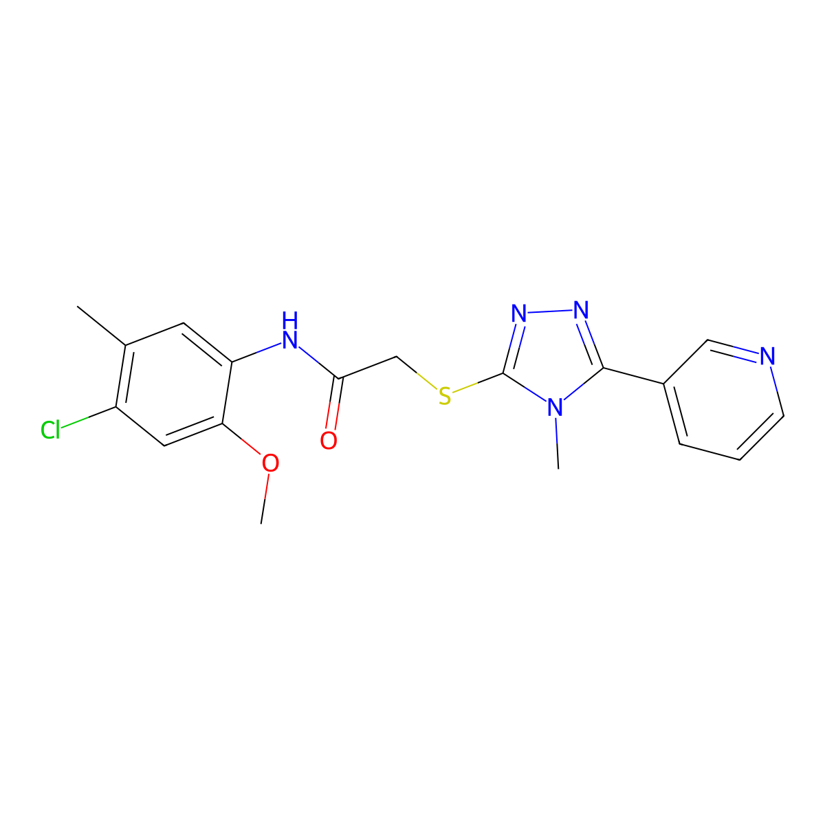 N-(4-chloro-2-methoxy-5-methylphenyl)-2-{[4-methyl-5-(pyridin-3-yl)-4H-1,2,4-triazol-3-yl]sulfanyl}acetamide molecular structure, CAS 585563-31-1