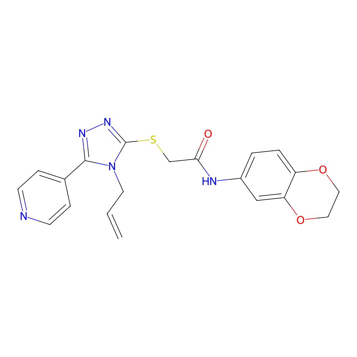 N-(2,3-dihydro-1,4-benzodioxin-6-yl)-2-{[4-(prop-2-en-1-yl)-5-(pyridin-4-yl)-4H-1,2,4-triazol-3-yl]sulfanyl}acetamide molecular structure, CAS 585563-35-5