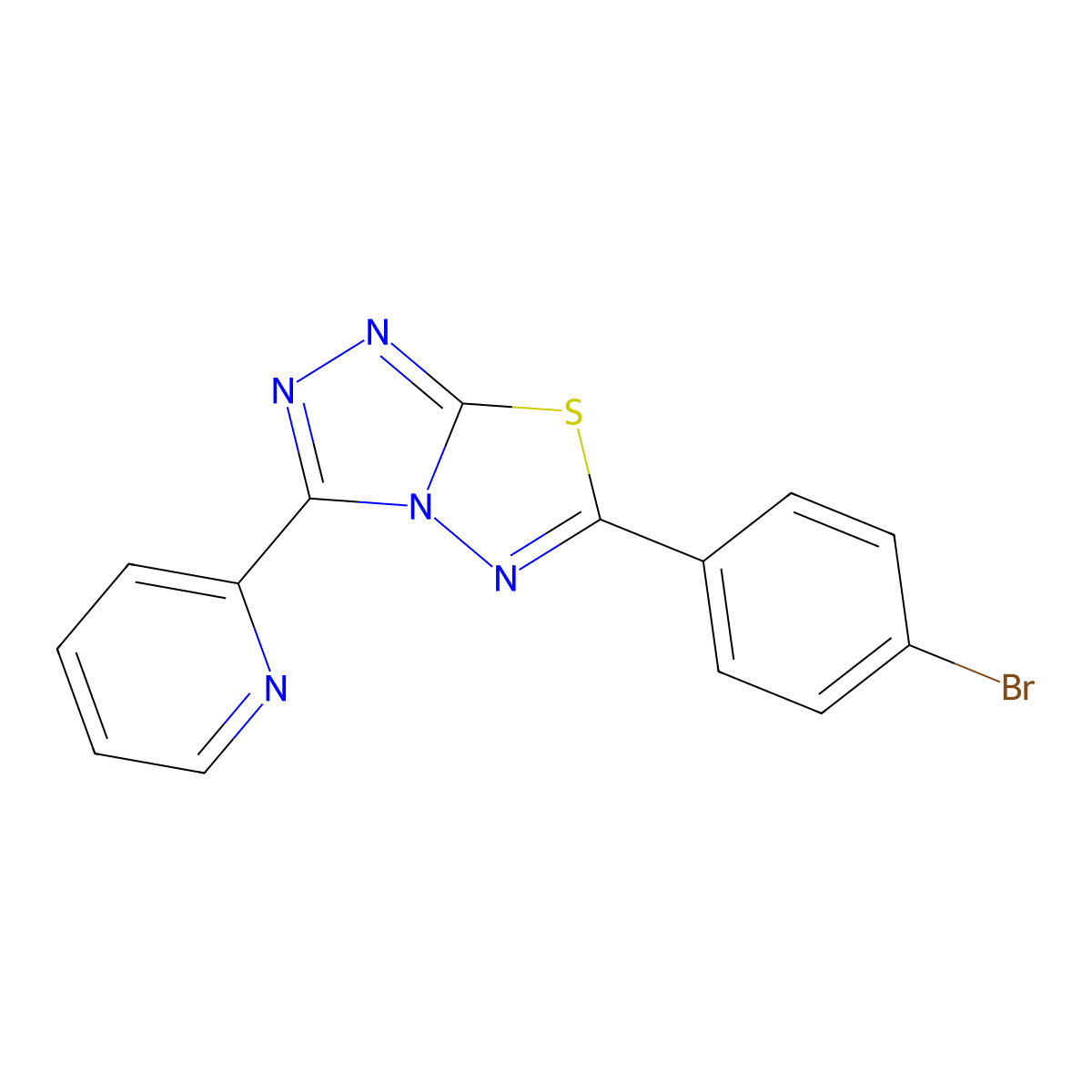 6-(4-Bromophenyl)-3-pyridin-2-yl-[1,2,4]triazolo[3,4-b][1,3,4]thiadiazole molecular structure, CAS 585563-46-8