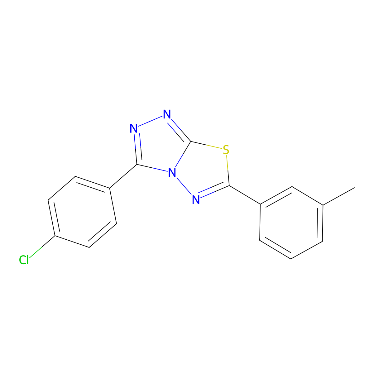 3-(4-Chlorophenyl)-6-(3-methylphenyl)[1,2,4]triazolo[3,4-b][1,3,4]thiadiazole molecular structure, CAS 585563-59-3