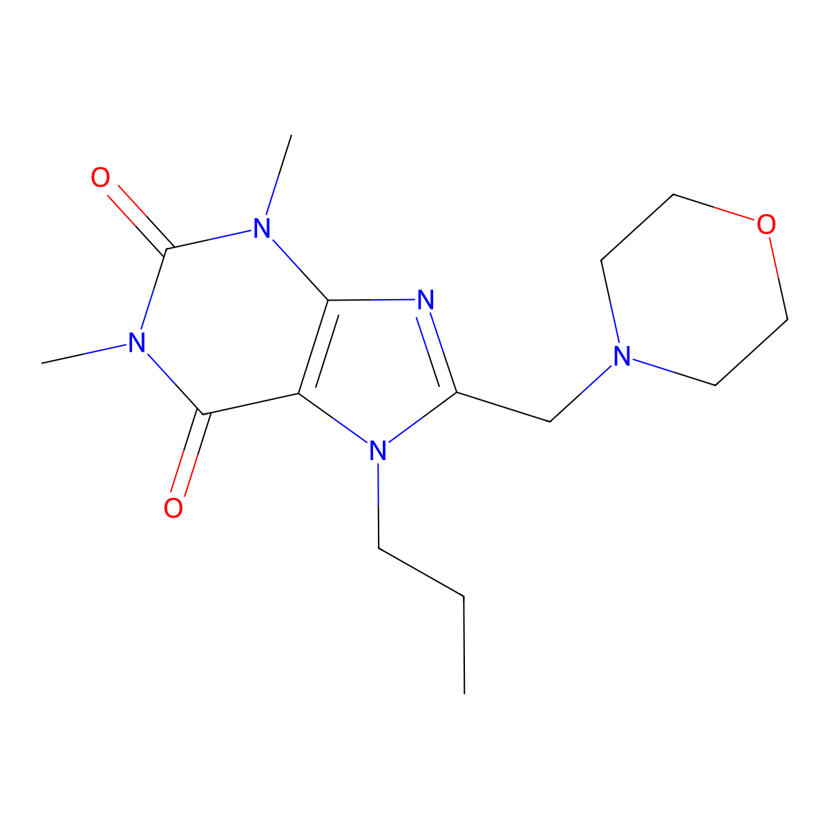 1,3-Dimethyl-8-morpholin-4-ylmethyl-7-propyl-3,7-dihydro-purine-2,6-dione molecular structure, CAS 585563-69-5